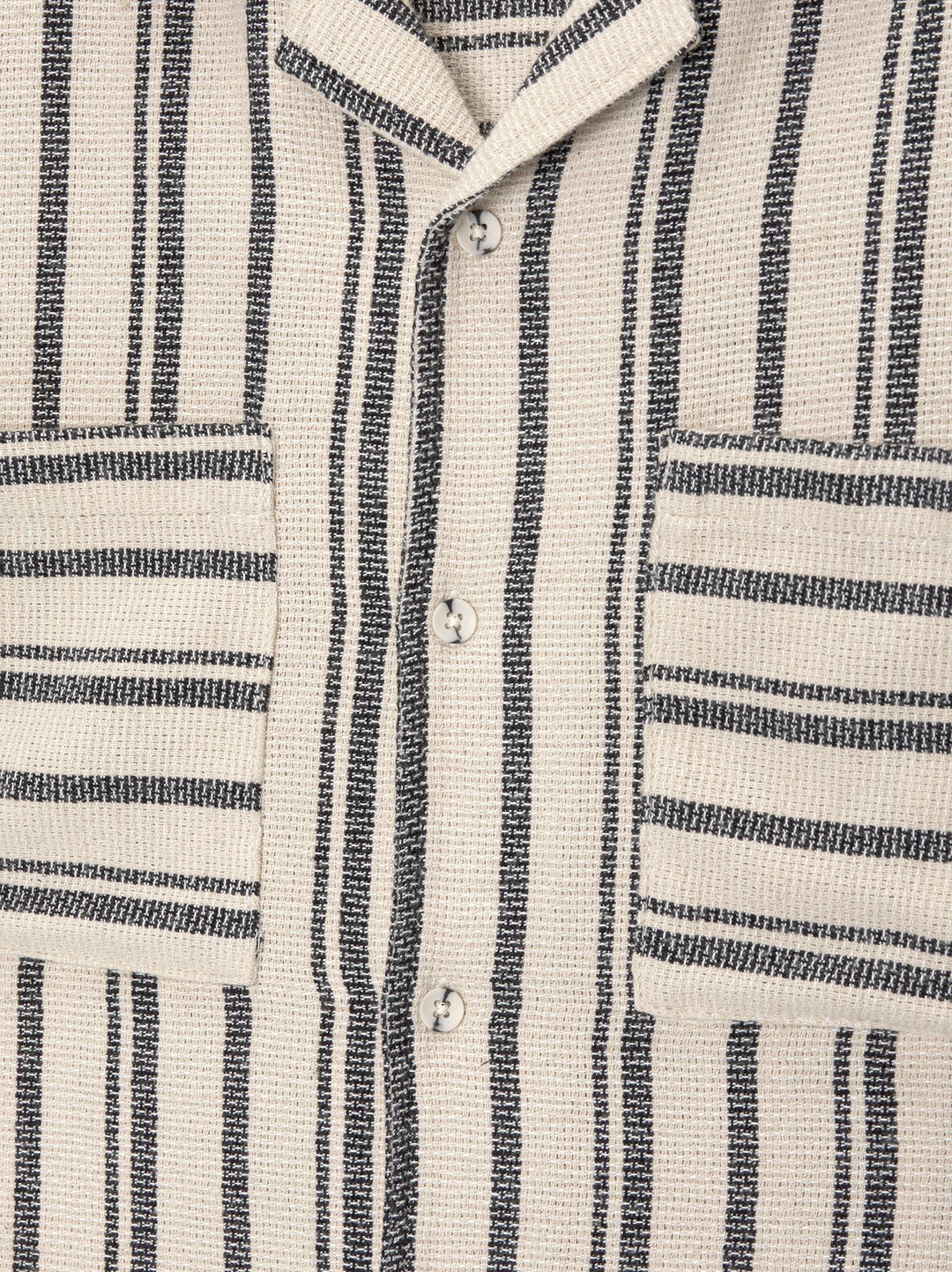 Moudda PULL & BEAR - Chemise Demi-Manches Rayures Molleton Écru Twin Set - Tunisie 1