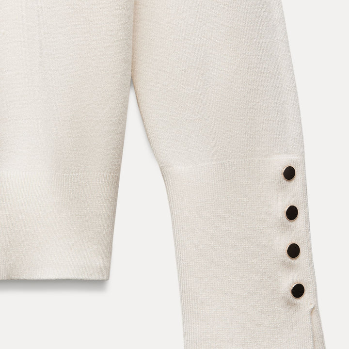 Moudda ZARA - Pull Basic - Col Cyrène & Bouton Doré Poignet - Tunisie 3