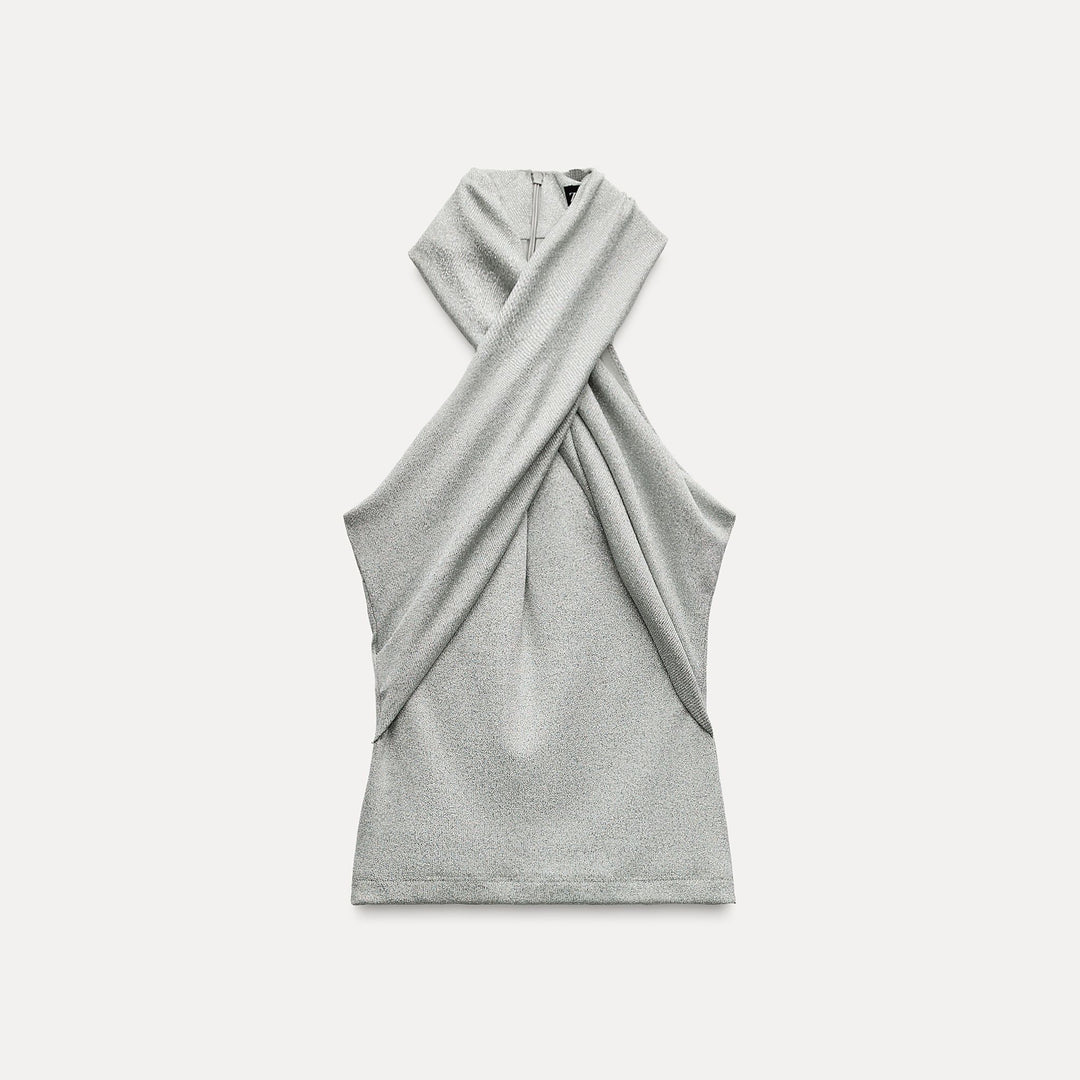 Moudda ZARA - Top maille lurex manches courtes croisé - Tunisie 2