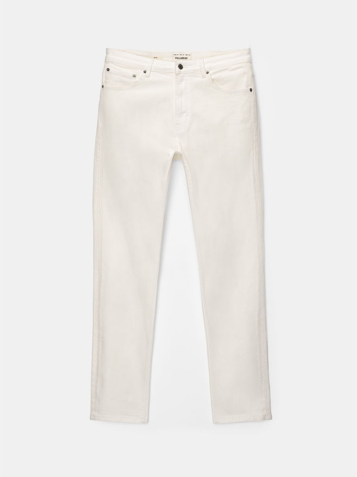 Moudda PULL & BEAR - Pantalon Denim Slim Confort Écru - Tunisie 5