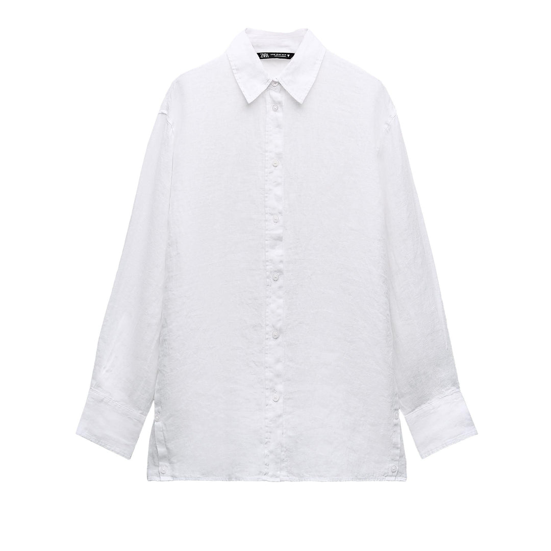 Moudda ZARA - Chemise oversized lin manches longues boutons latéraux - Tunisie 3