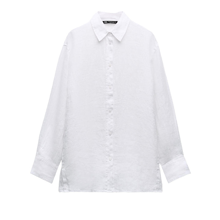 Moudda ZARA - Chemise oversized lin manches longues boutons latéraux - Tunisie 3