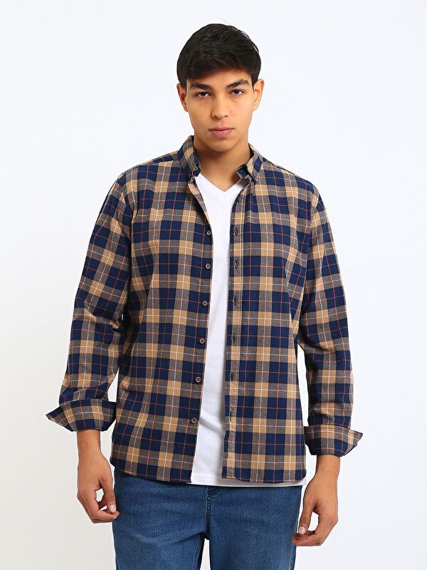 Moudda LC Waikiki - Chemise à carreaux manches longues en tissu pour Homme - Tunisie 1