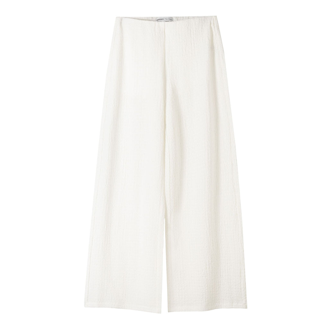 Moudda BERSHKA - Blanc – pantalon jambe large tissu structuré - Tunisie 3