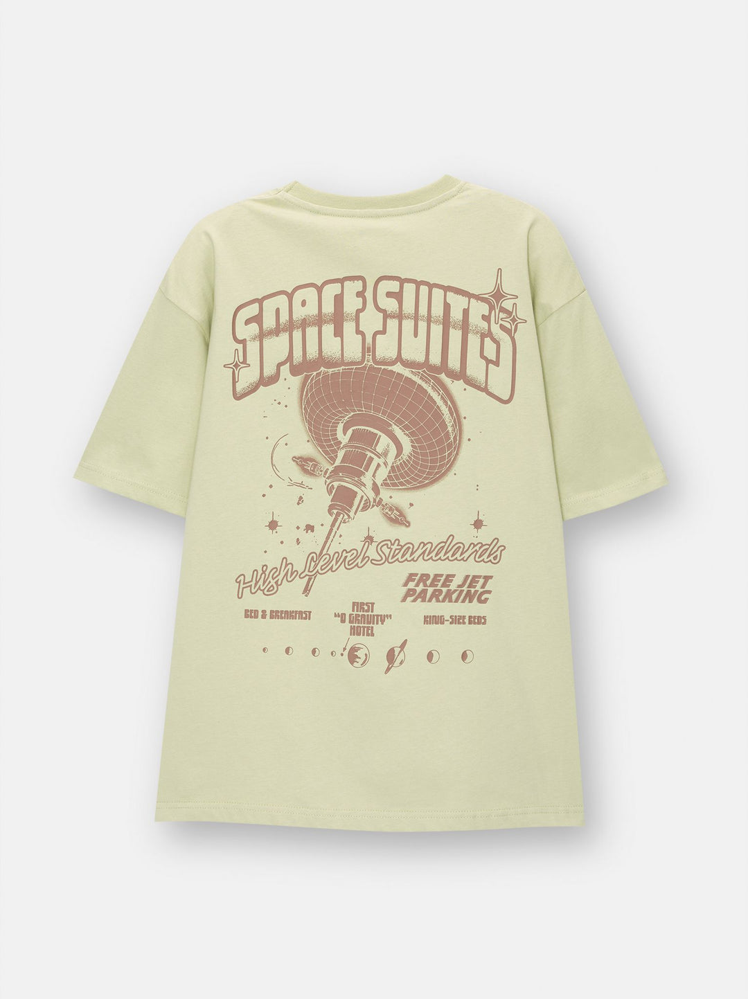 Moudda PULL & BEAR - T-Shirt Demi-Manches Vert Space Suites Cracked Print - Tunisie 5