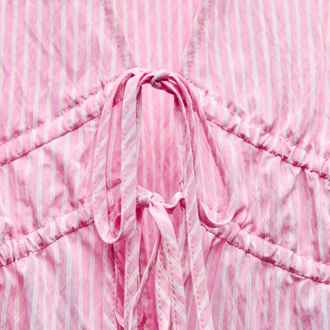 Moudda ZARA - Top rayé rose petits nœuds encolure manches bouffantes - Tunisie 3
