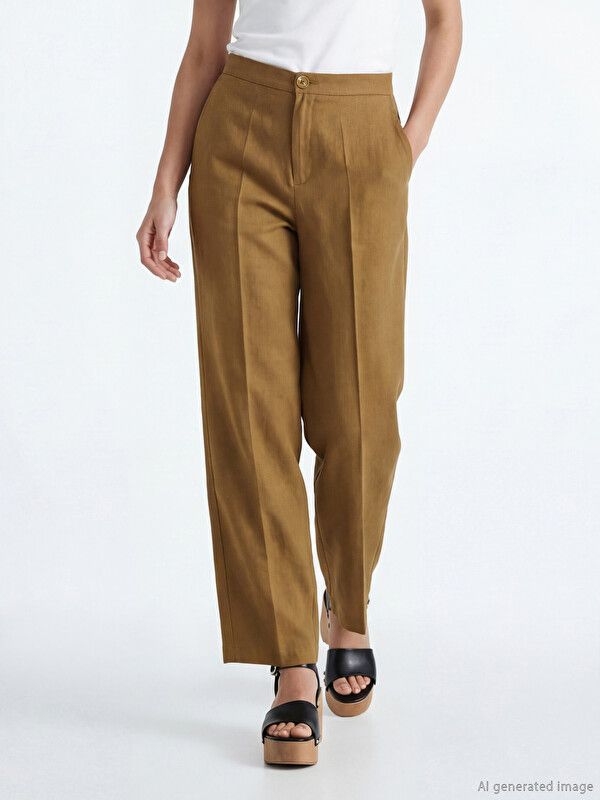 Moudda LC Waikiki - Pantalon fin en tissu pour Femme couleur Vert olive - Tunisie 2