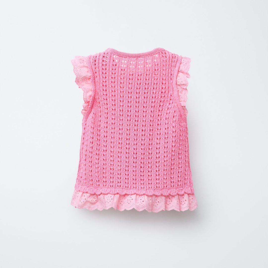 Moudda ZARA - Top Maille Enfant - Rose & Dentelle (6T) - Tunisie 2