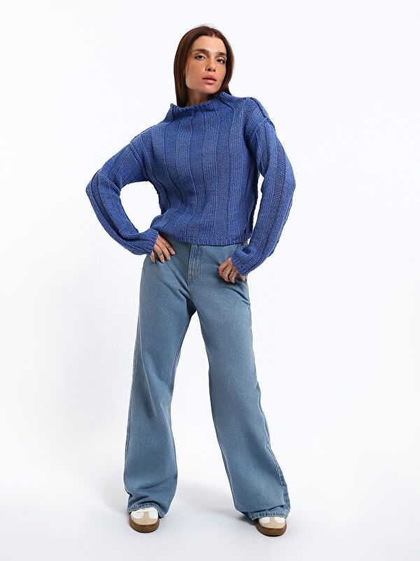 Moudda LC Waikiki - Jean basique en denim couleur Bleu indigo clair rodé pour femmes - Tunisie 1