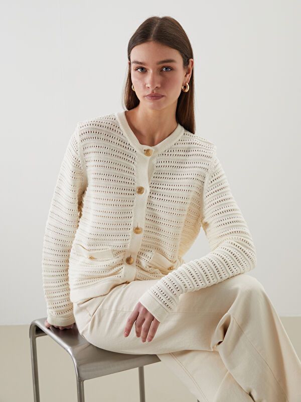 Moudda LC Waikiki - Cardigan en tricot Femme Ecru - Tunisie 1