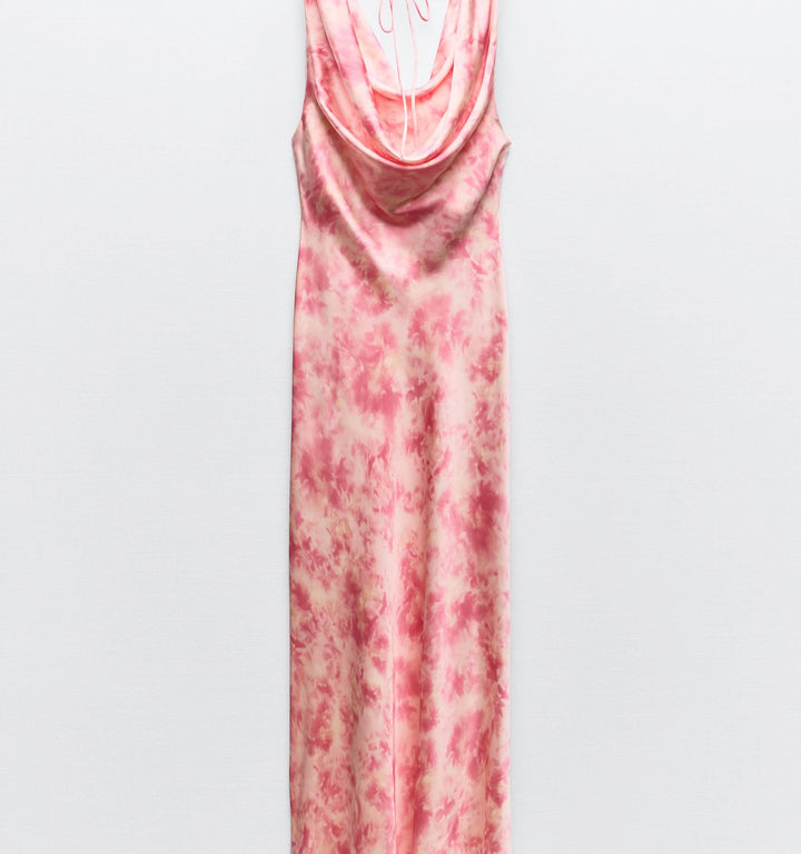 Moudda ZARA - Robe en satin imprimée tie & dye, décolleté plongeant - Tunisie 2