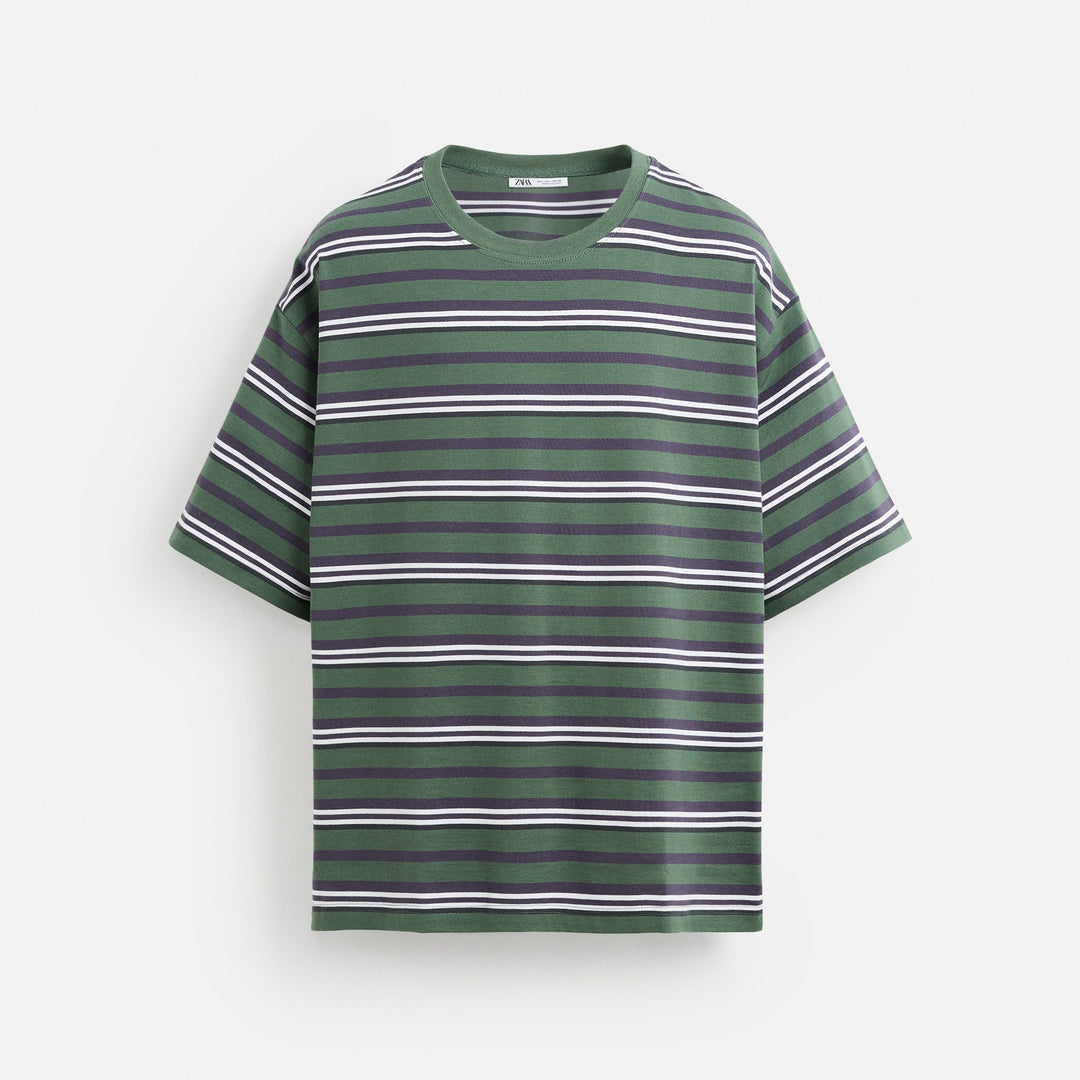 Moudda ZARA - T-Shirt - Rayure Tissée & Simple Varsity - Tunisie 1