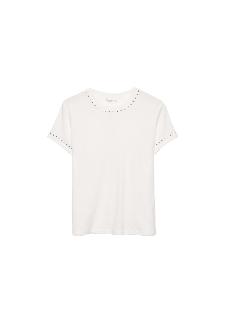 Moudda STRADIVARIUS - T-Shirt Regular M/C Col Rond Fitted avec Détail Clous - Tunisie 1