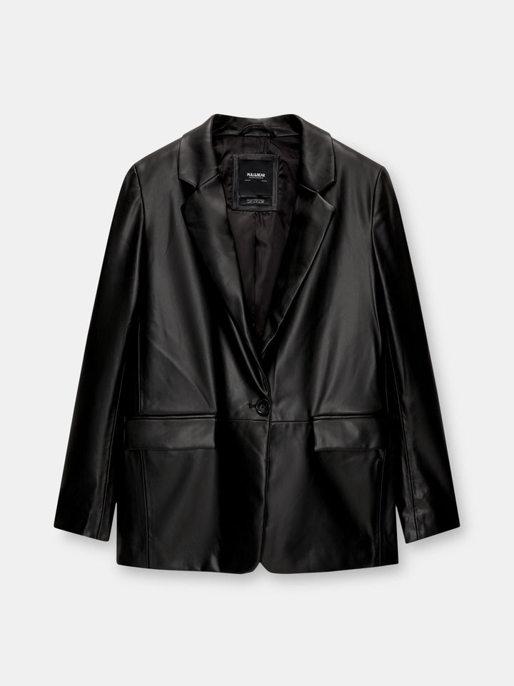 Moudda PULL & BEAR - Blazer Simili Cuir Basique - Tunisie 2