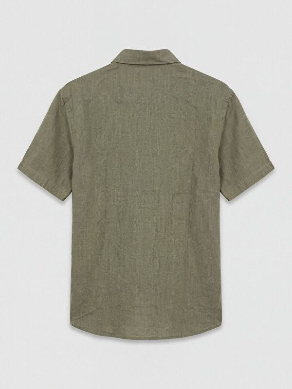 Moudda LC Waikiki - Chemise manches courtes en tissu pour Homme couleur Vert kaki terne - Tunisie 2