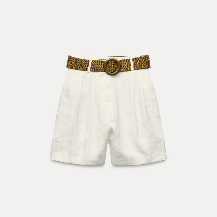 Moudda ZARA - Short ceinture large boucle ronde imitation bois - Tunisie 2