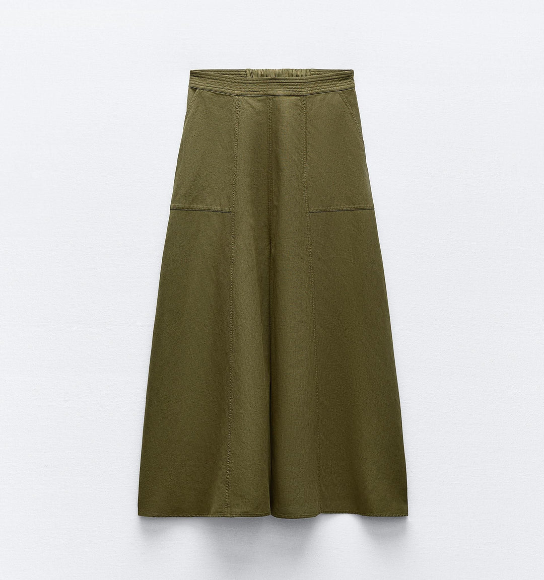 Moudda ZARA - Jupe mi-longue en lin/viscose, ceinture surpiquée, poches - Tunisie 1