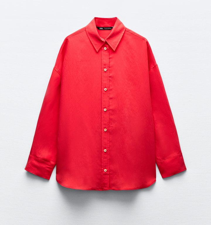 Moudda ZARA - Chemise oversize, manches longues, bouton décoratif - Tunisie 3