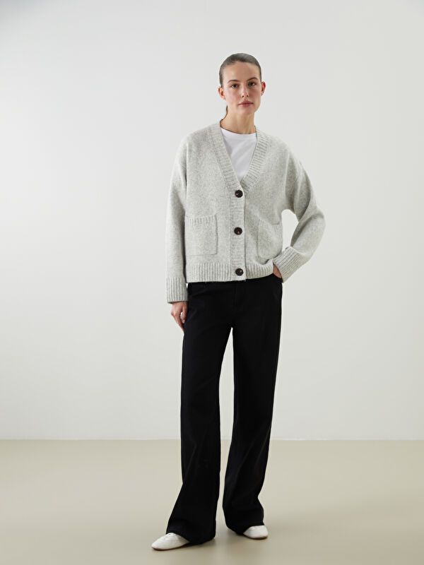 Moudda LC Waikiki - Cardigan tricot épais Femme Gris clair - Tunisie 2