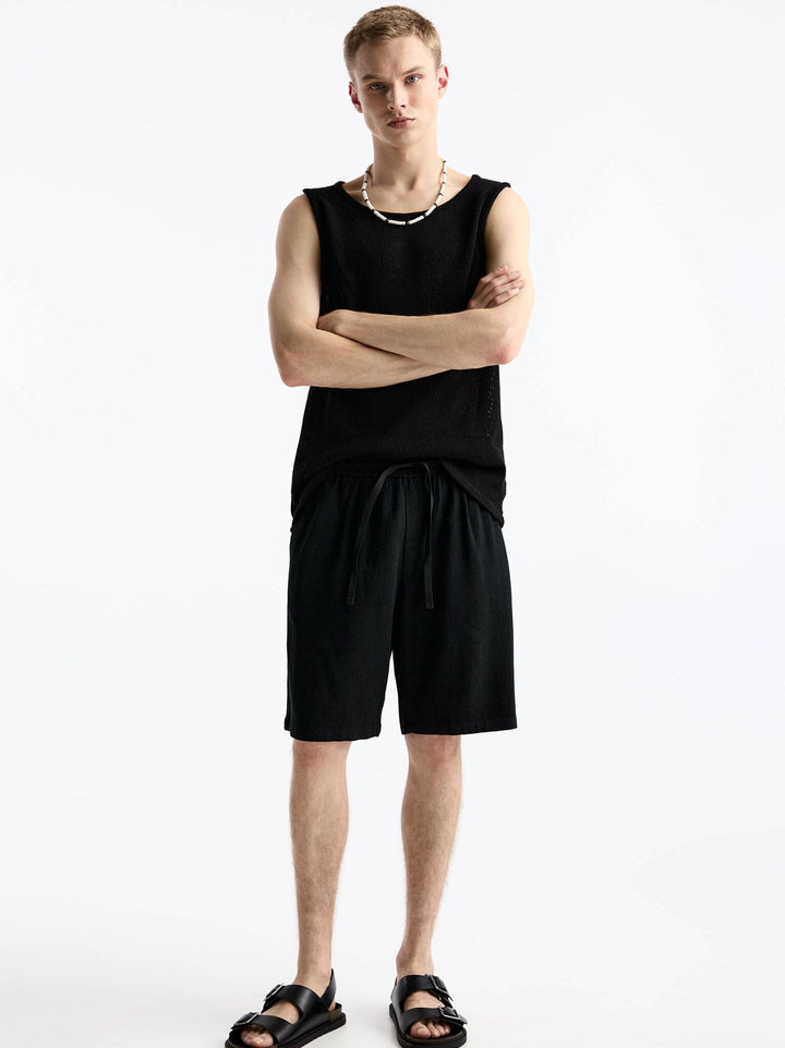 Moudda PULL & BEAR - Bermuda Trunk Baggy Lin Basique - Tunisie 8