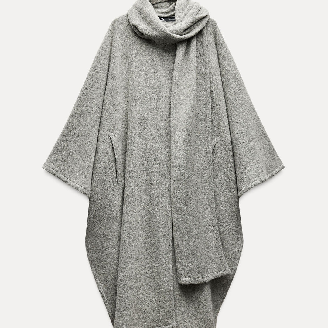 Moudda ZARA - Manteau cape oversized alpaga avec écharpe - Wardrobe - Tunisie 1