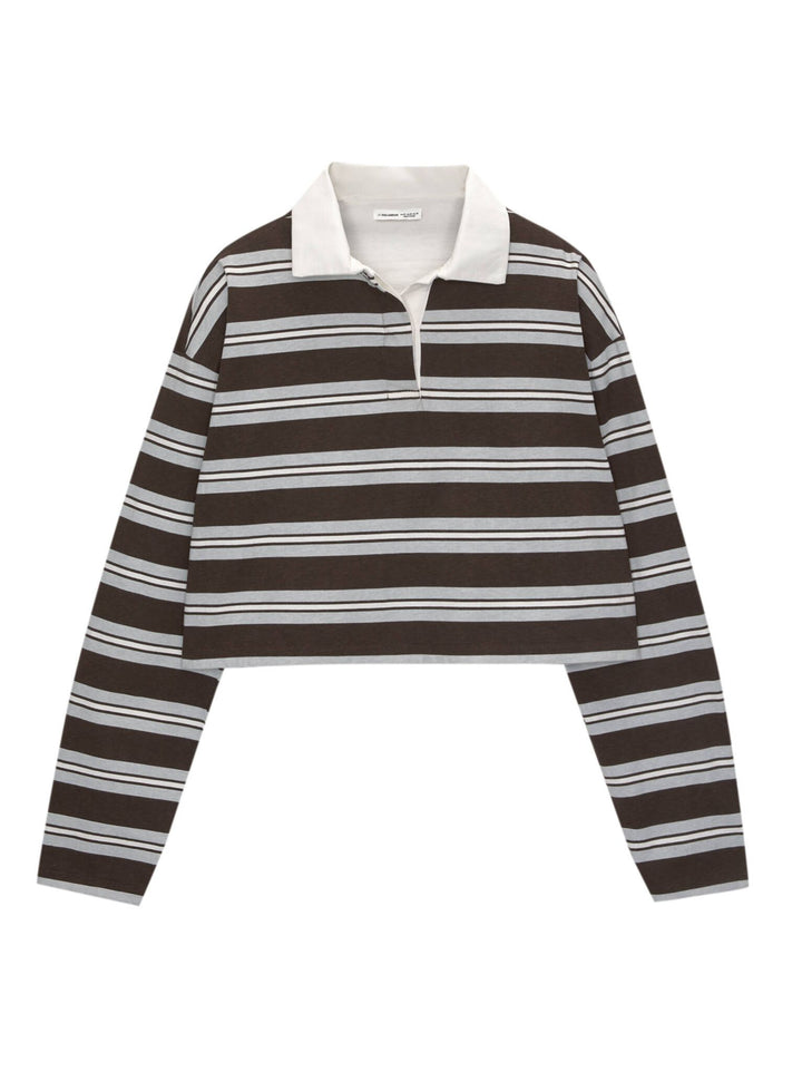 Moudda PULL & BEAR - T-Shirt Polo Crop - Manches Longues - Tunisie 1
