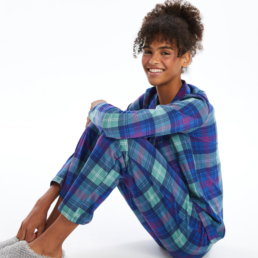 Moudda LC Waikiki - Pyjama manches longues Femme Bleu imprimé moyen - Tunisie 1