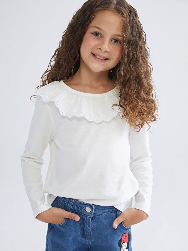 Moudda LC Waikiki - Body en jersey manches longues Fille Crème - Tunisie 1