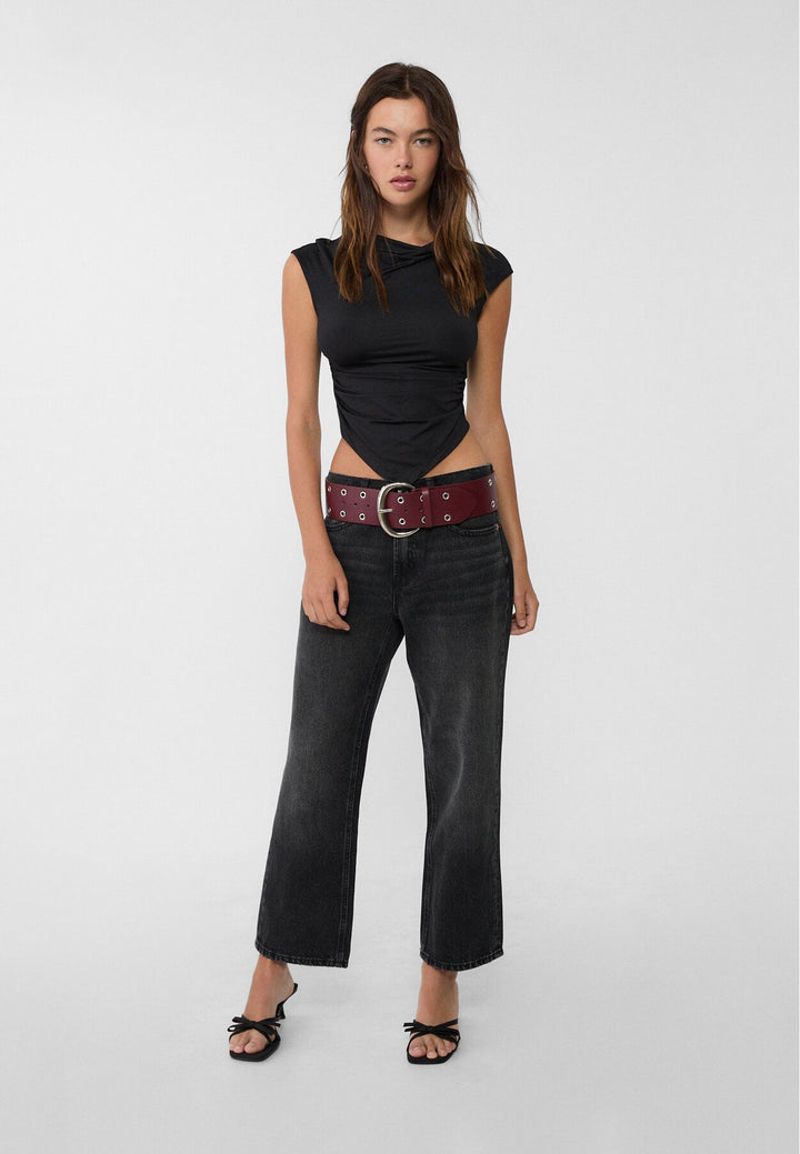 Moudda STRADIVARIUS - T-Shirt Regular Mini Manches avec Foulard - Tunisie 3