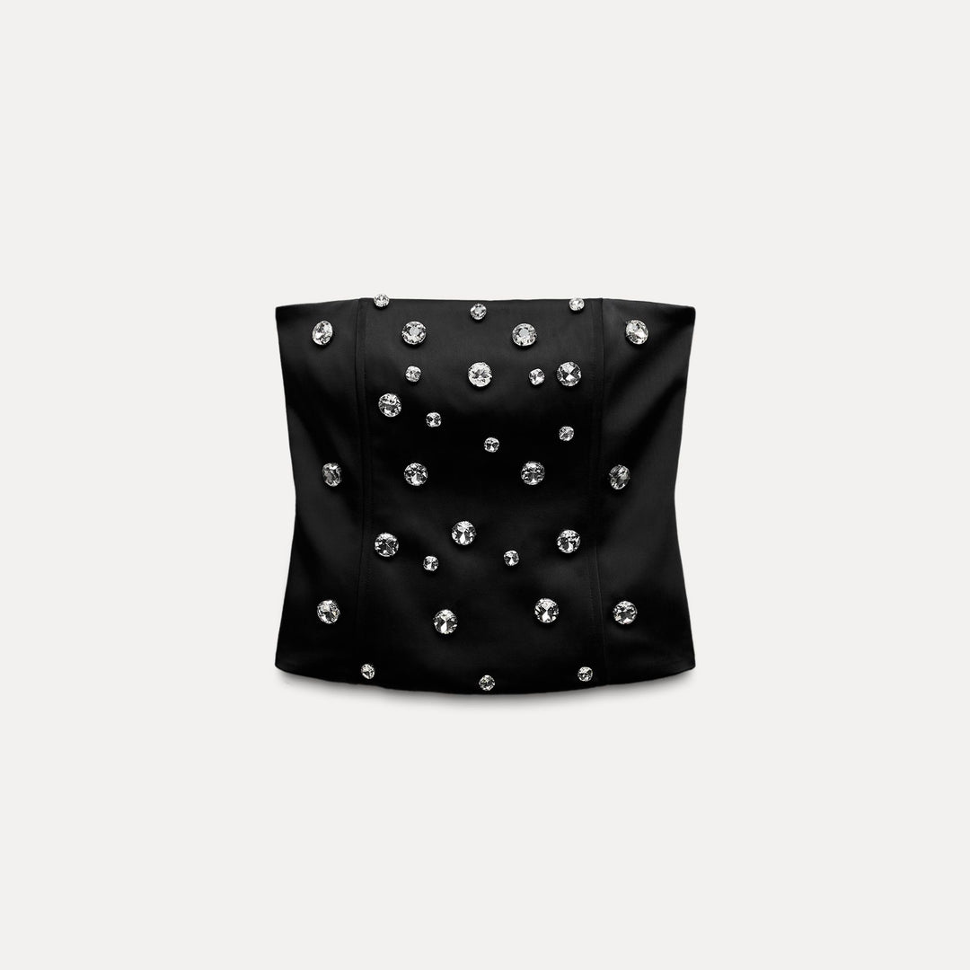 Moudda ZARA - Haut satiné bustier col bateau, strass - Tunisie 2