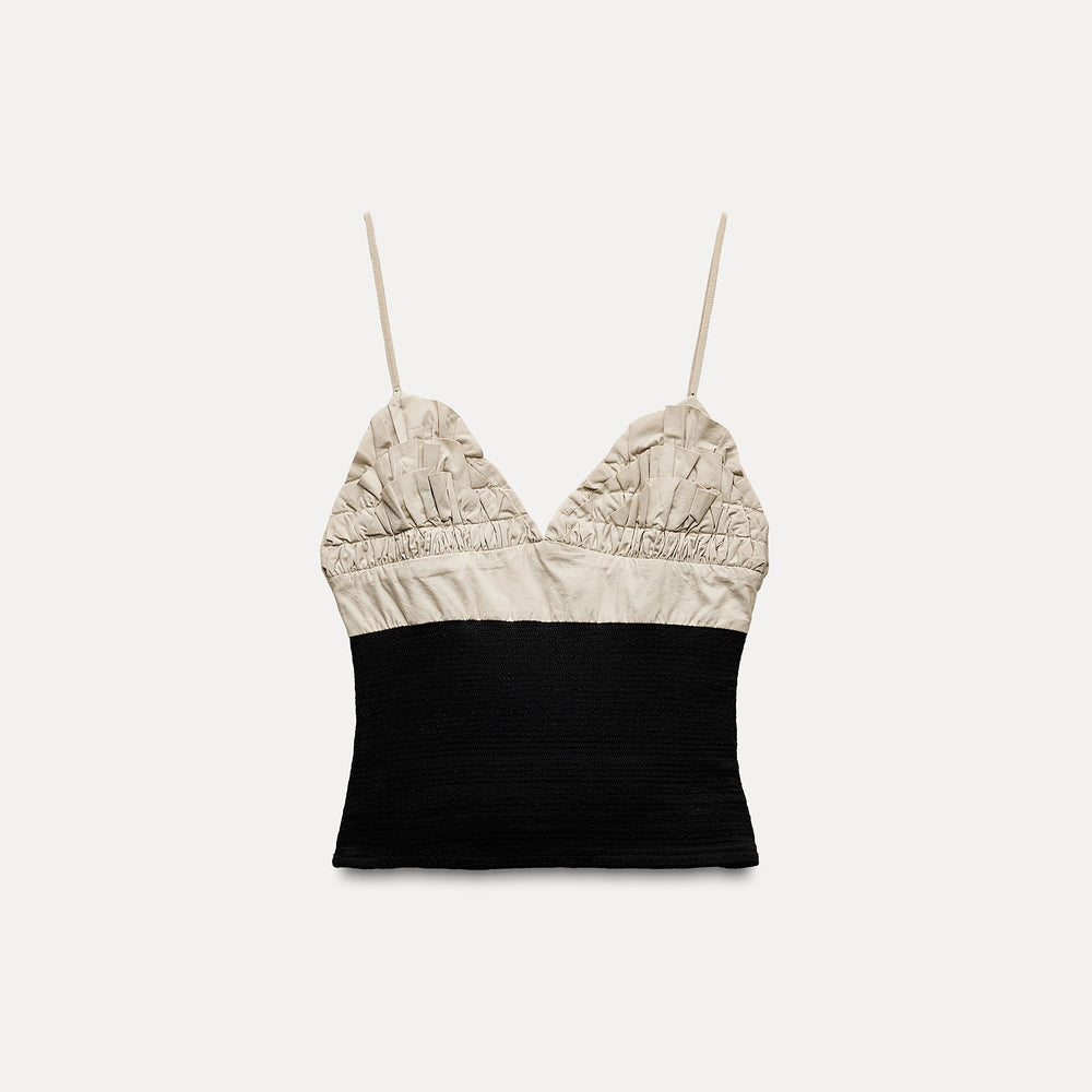 Moudda ZARA - Top fines bretelles encolure en V contraste élastiques - Tunisie 2