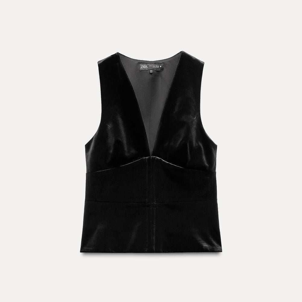 Moudda ZARA - Top velours manches courtes détail crochets - Tunisie 2