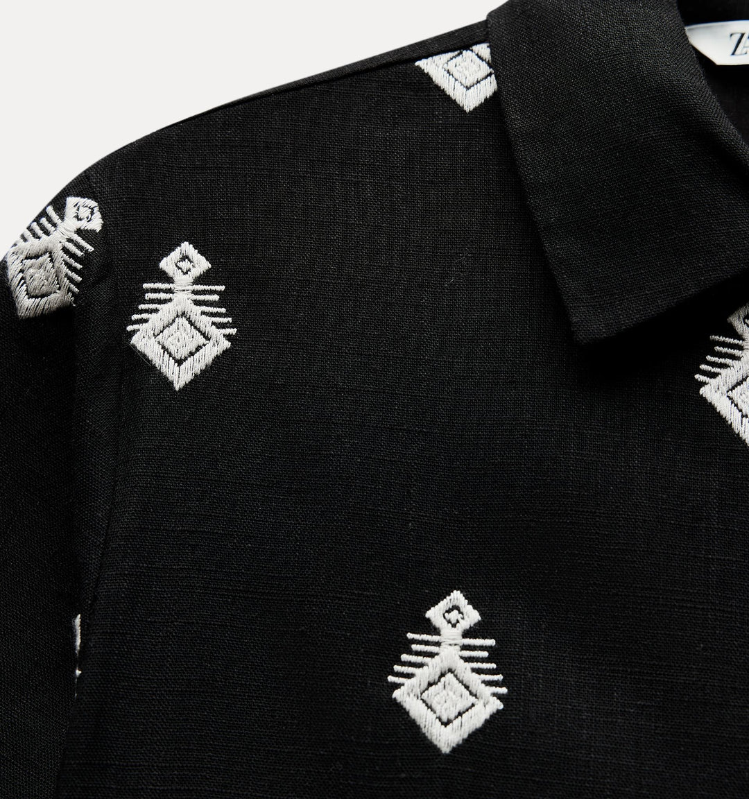 Moudda ZARA - Set top brodé noir/blanc - Tunisie 3