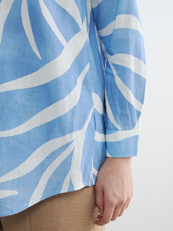 Moudda LC Waikiki - Tunique imprimée manches longues en tissu pour Femme couleur Bleu imprimé - Tunisie 3