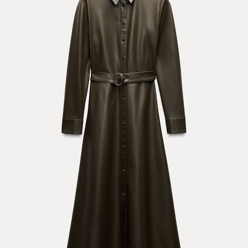 Moudda ZARA - Robe chemise en similicuir ceinturée - Tunisie 2