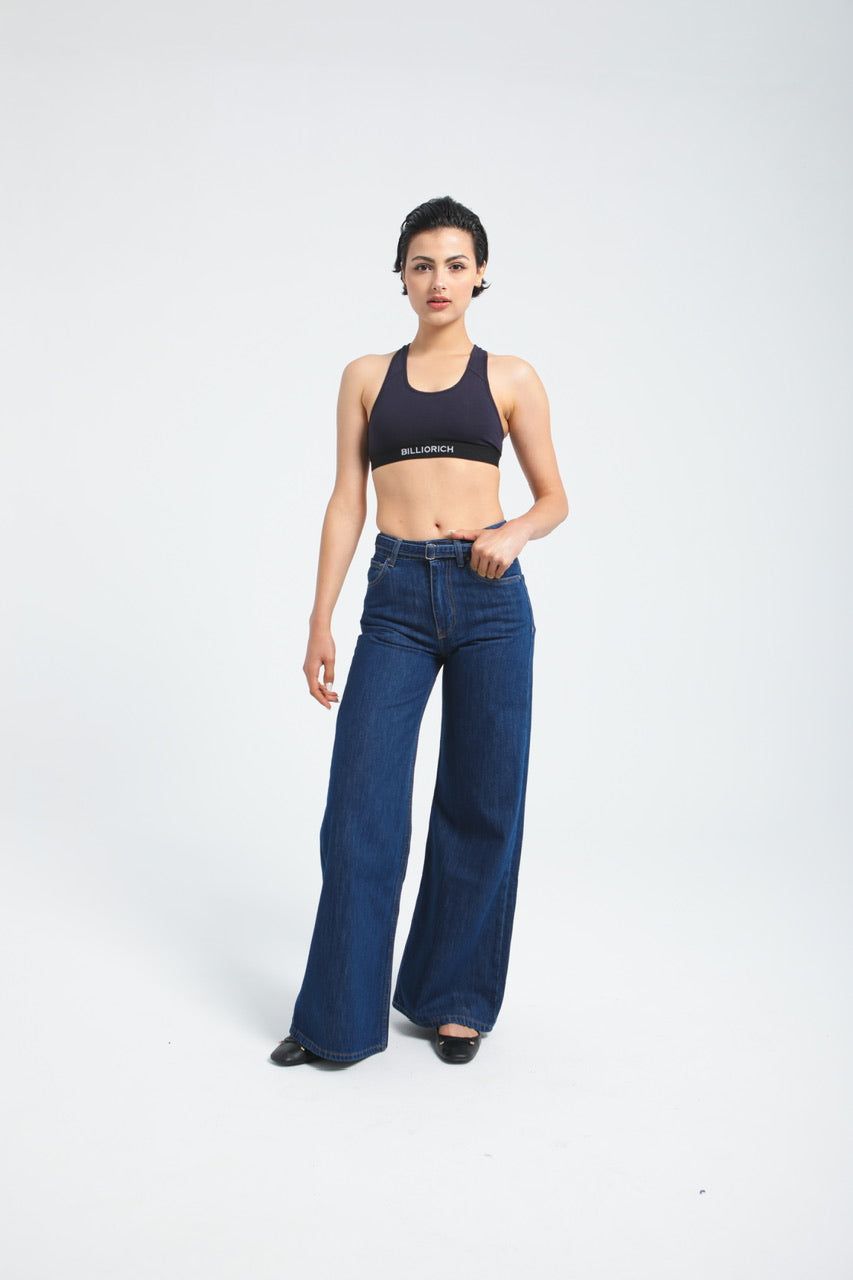 Moudda Billiorich - Pantalon large en denim avec ceinture à la taille - 1