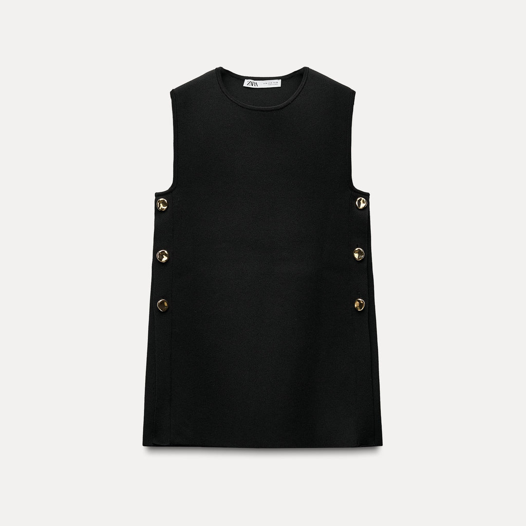 Moudda ZARA - Gilet noir oversized bouton doré - Tunisie 2