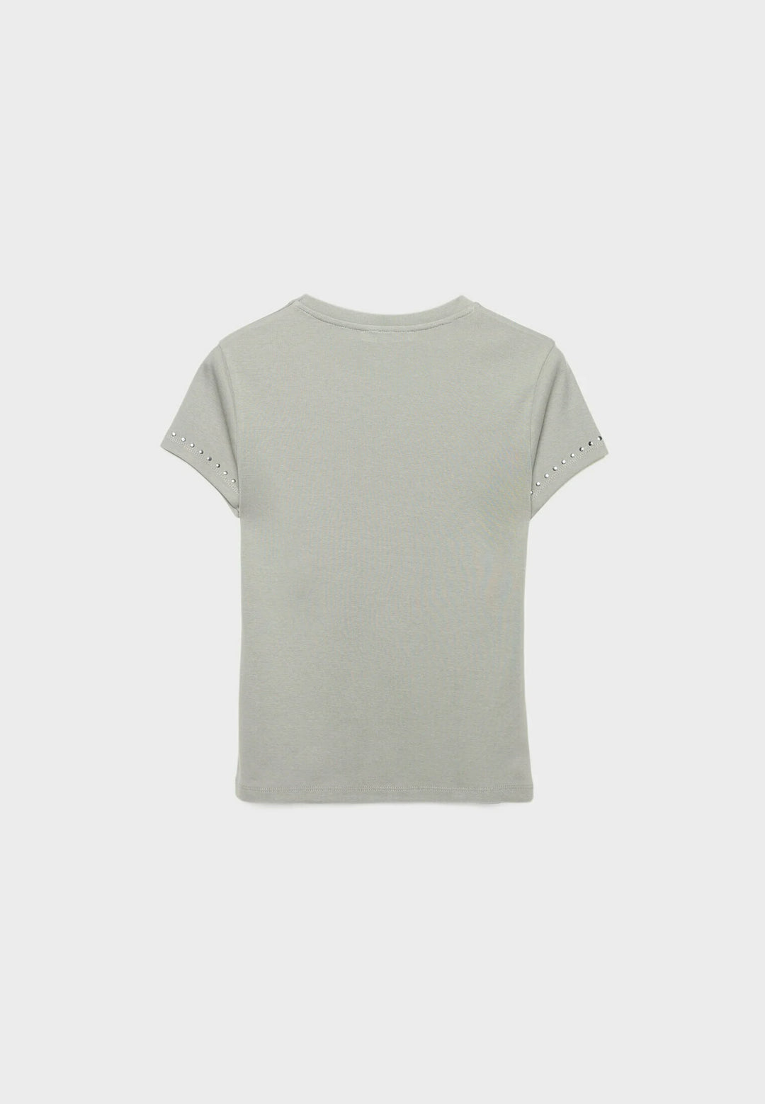 T-Shirt Regular Manches courtes Col Rond Fitted avec Détail Clous