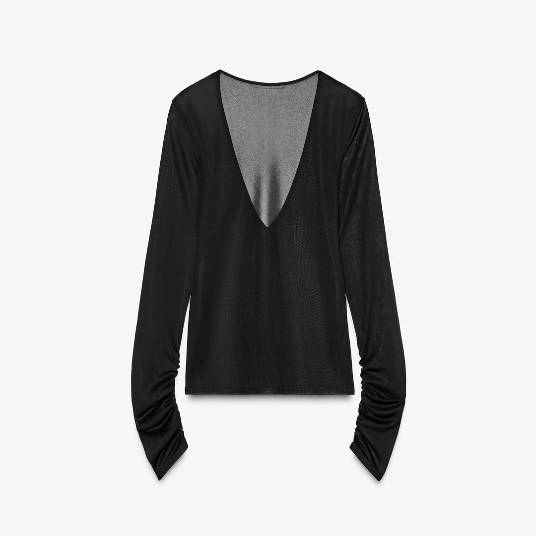 Moudda ZARA - T-Shirt - Col Piqué & Crêpe Transparent - Tunisie 2