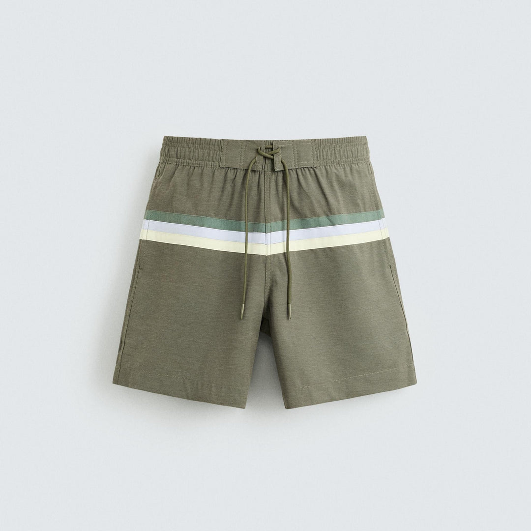 Moudda ZARA - Maillot de Bain Long - Bandes Contrastées (Kaki) - Tunisie 1