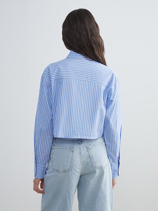 Moudda LC Waikiki - Chemise tissée manches longues Femme Rayures bleues - Tunisie 4