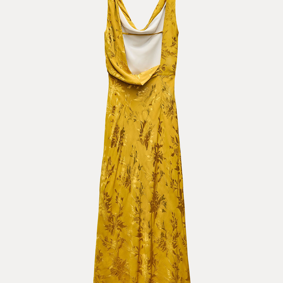 Moudda ZARA - Robe mi-longue jacquard manches courtes dos nu - Tunisie 4