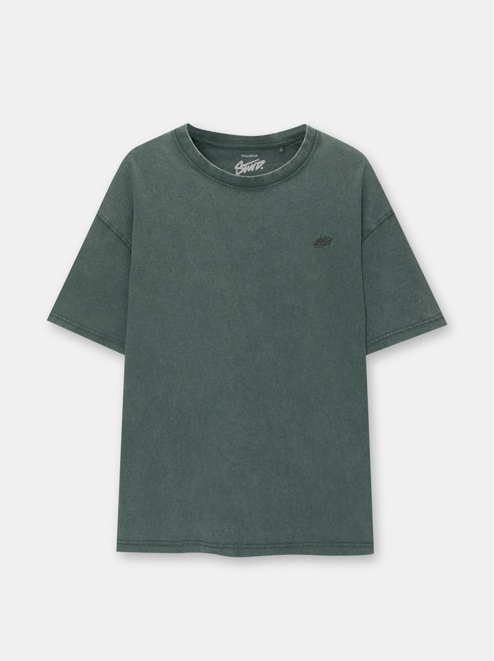 Moudda PULL & BEAR - T-Shirt Demi-Manches Lavage Acide STWD Patch - Tunisie 5