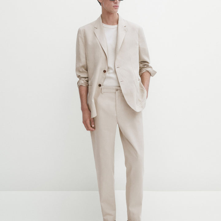 Moudda Massimo Dutti - Pantalon coton/lin détail poche coupe slim - Tunisie 8