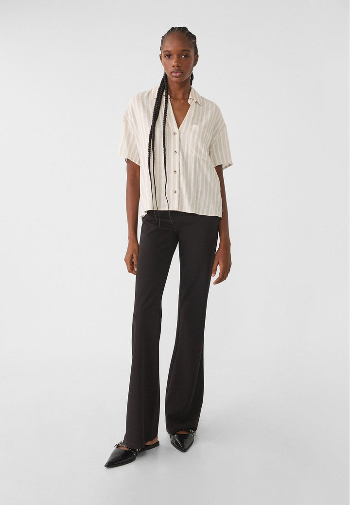 Moudda STRADIVARIUS - Chemise Rustique Manche Courte à Rayures avec Poche - Tunisie 3