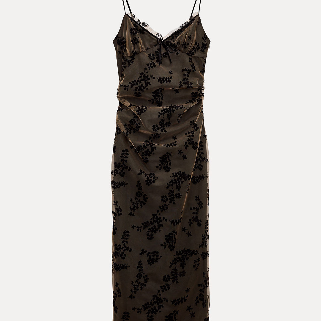 Moudda ZARA - Robe mi-longue en dentelle fines bretelles nœuds - Tunisie 1