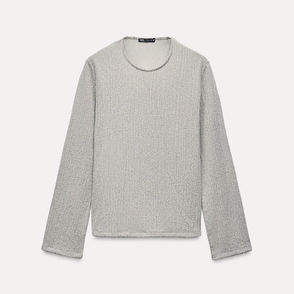Moudda ZARA - Gris perlé – sweat nœud texture brossée coordonné - Tunisie 2