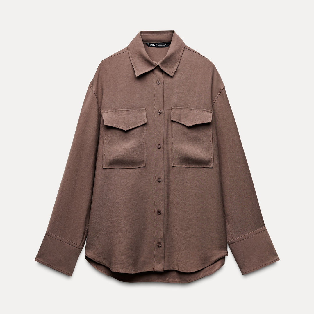 Moudda ZARA - Chemise fluide oversized manches longues détail poches - Tunisie 2