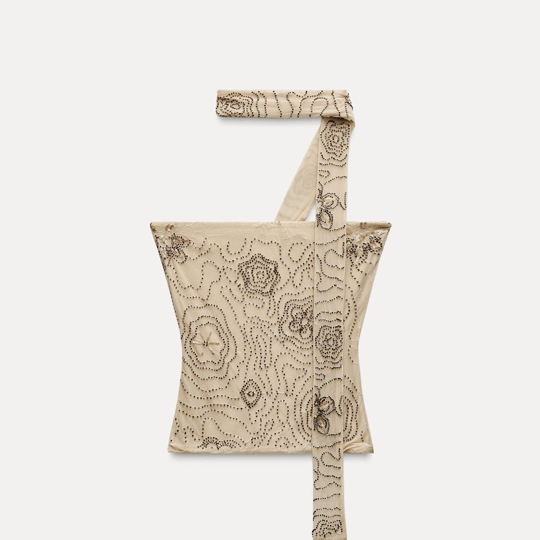 Moudda ZARA - Top Épaules Dénudées à Écharpe Brodé - Tunisie 1