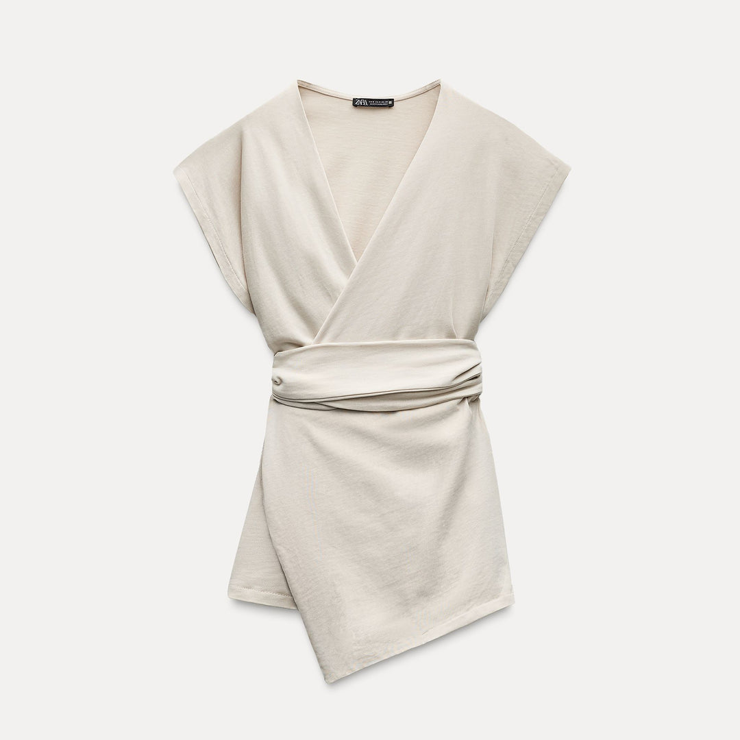 Moudda ZARA - T-shirt Délavé Décolleté Croisé - Tunisie 1